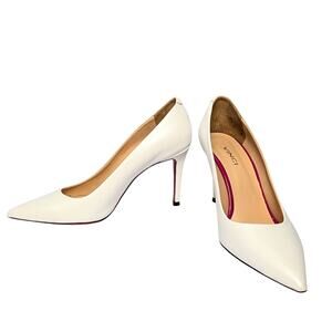 Elegant Vinci  Pearly White Stiletto Heels - Size 42